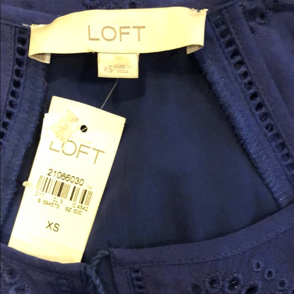 LOFT szXS deep blue eyelet lace sleeveless dress - Picture 4 of 6